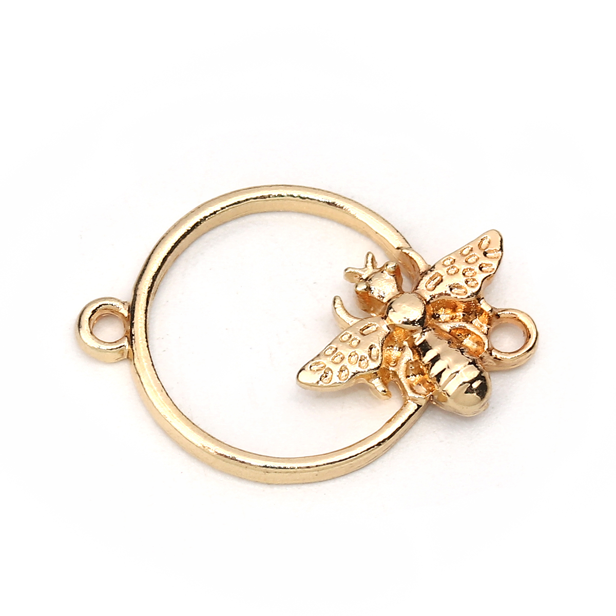 Charm Connector , Bee circle, Gold