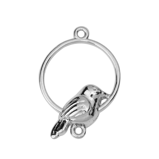 Berlock / Connector Fågel cirkel, silver