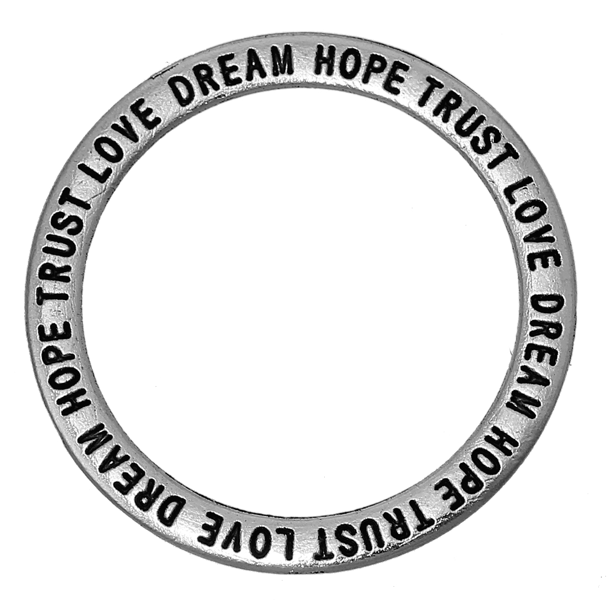Charm Connector ,  Text "Love Dream Hope Trust", Silver