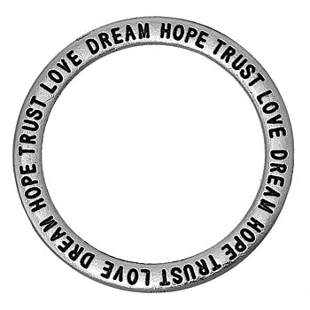 Charm Connector ,  Text "Love Dream Hope Trust", Silver