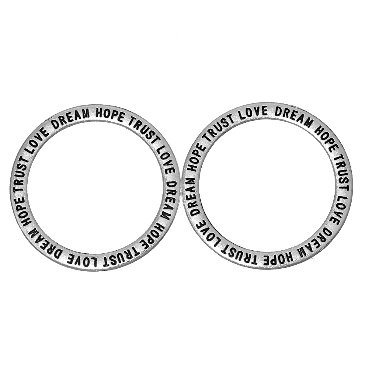 Charm Connector ,  Text "Love Dream Hope Trust", Silver - 2