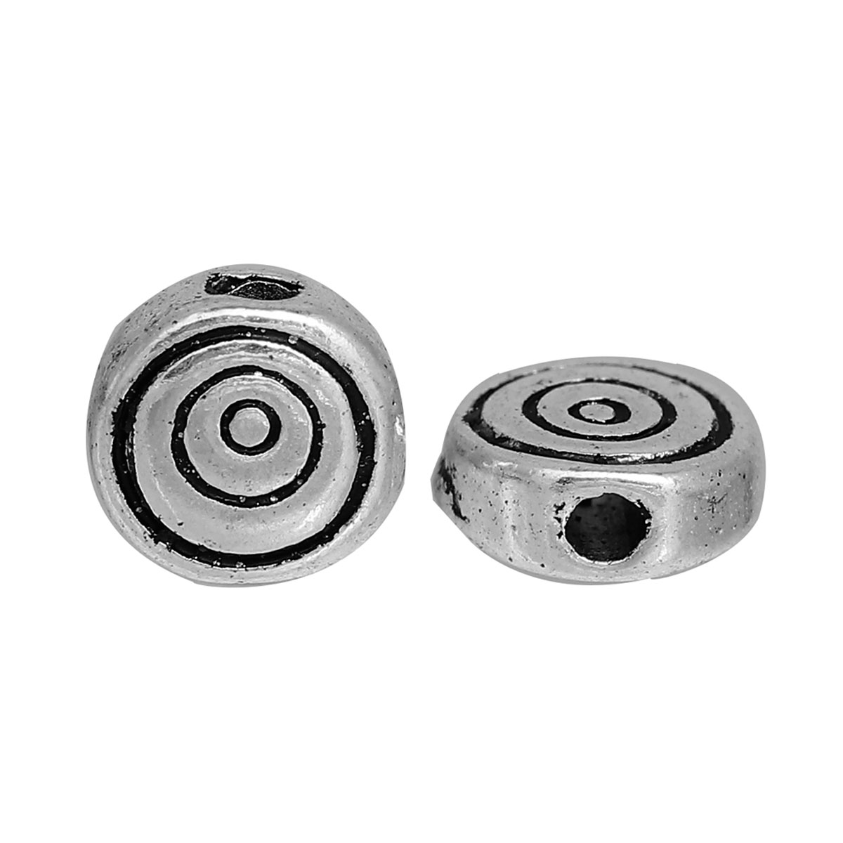 Spacer bead   Silver,  Round rings - 2