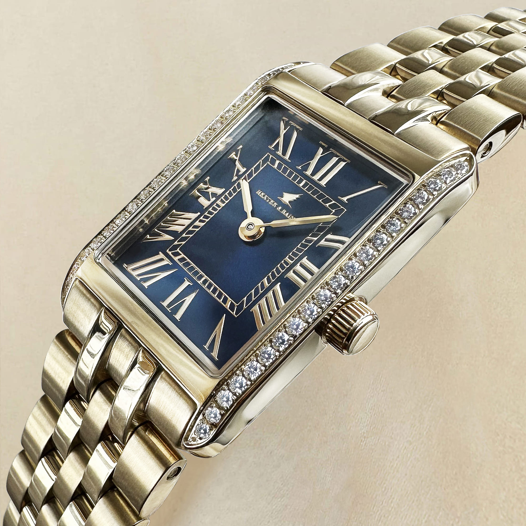 Gold and navy blue watch on sale