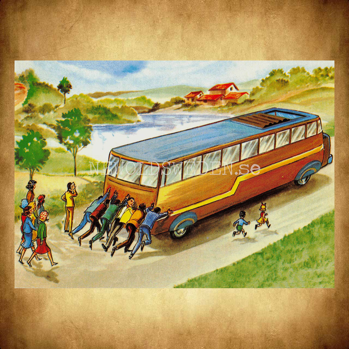 SKOLPLANSCH - Turistbussen - Vykort A5 - 2