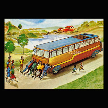 SKOLPLANSCH - Turistbussen - Vykort A5