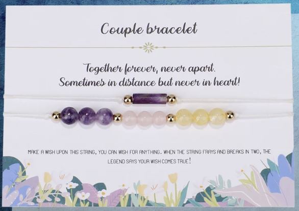Par Armband - Couple Bracelet - Citrin/Ametist/Rosenkvart