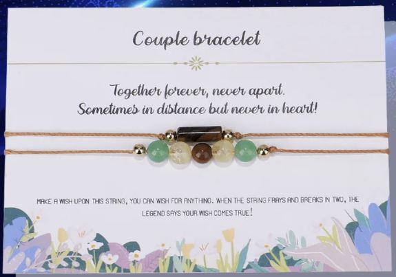 Par Armband - Couple Bracelet - Grön Aventurin/ Citrin/Tigeröga