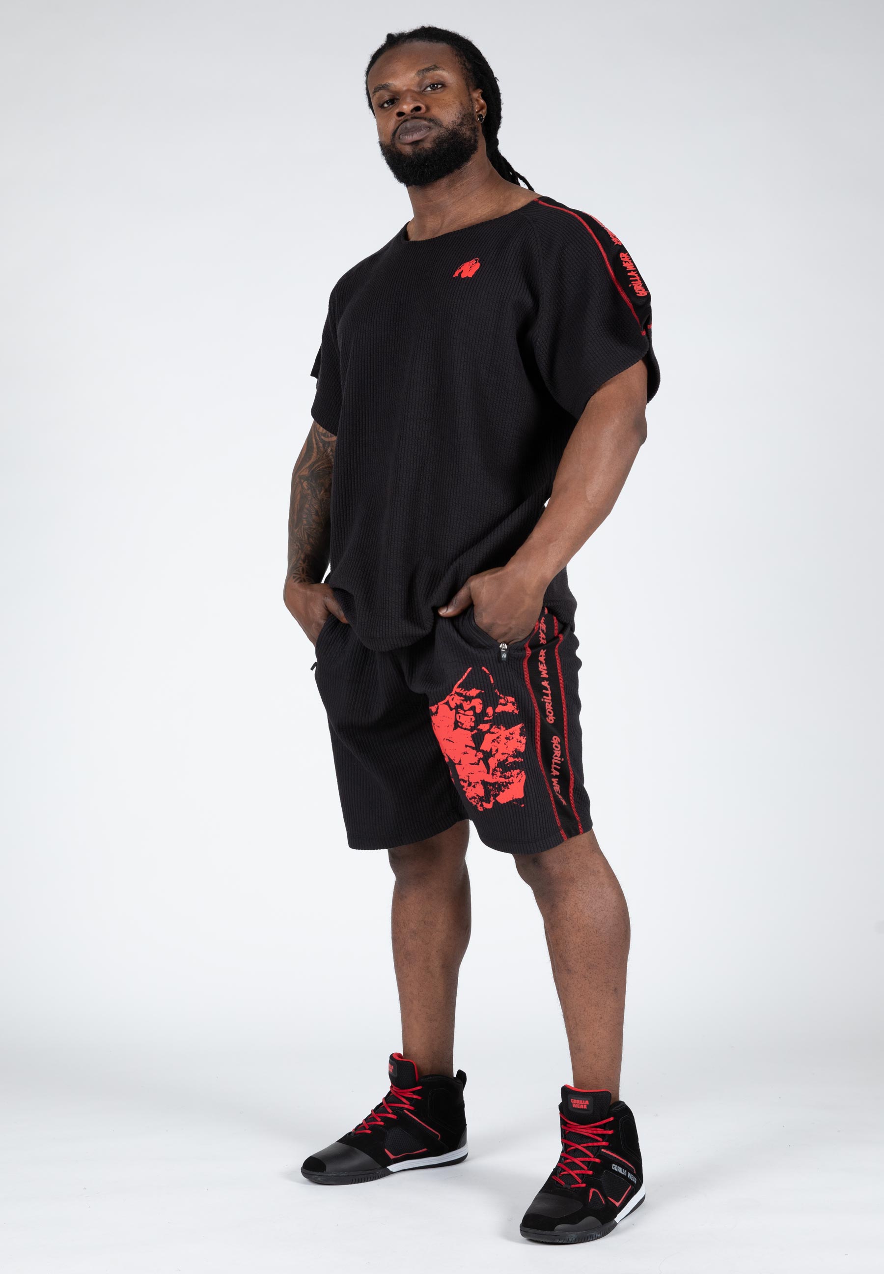 Buffalo Old School Workout Shorts, black/red - 6