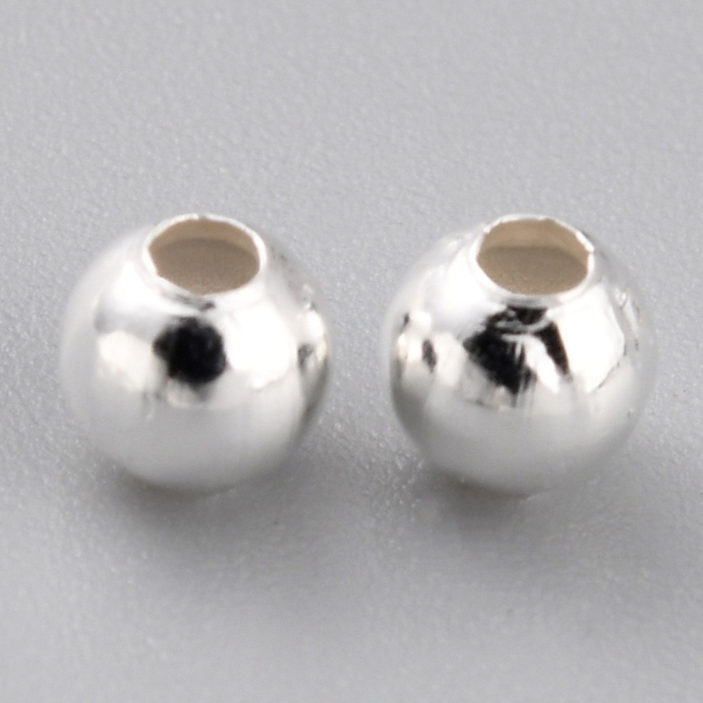 Metallpärlor silverpläterade – 3,5 mm