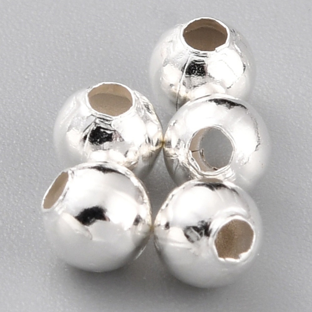 Metallpärlor silverpläterade – 3,5 mm - 3
