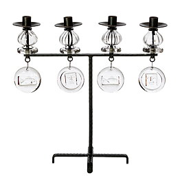 Erik Höglund (1960s) Metal Candleholder with Clear Glass Details 44 cm SH53