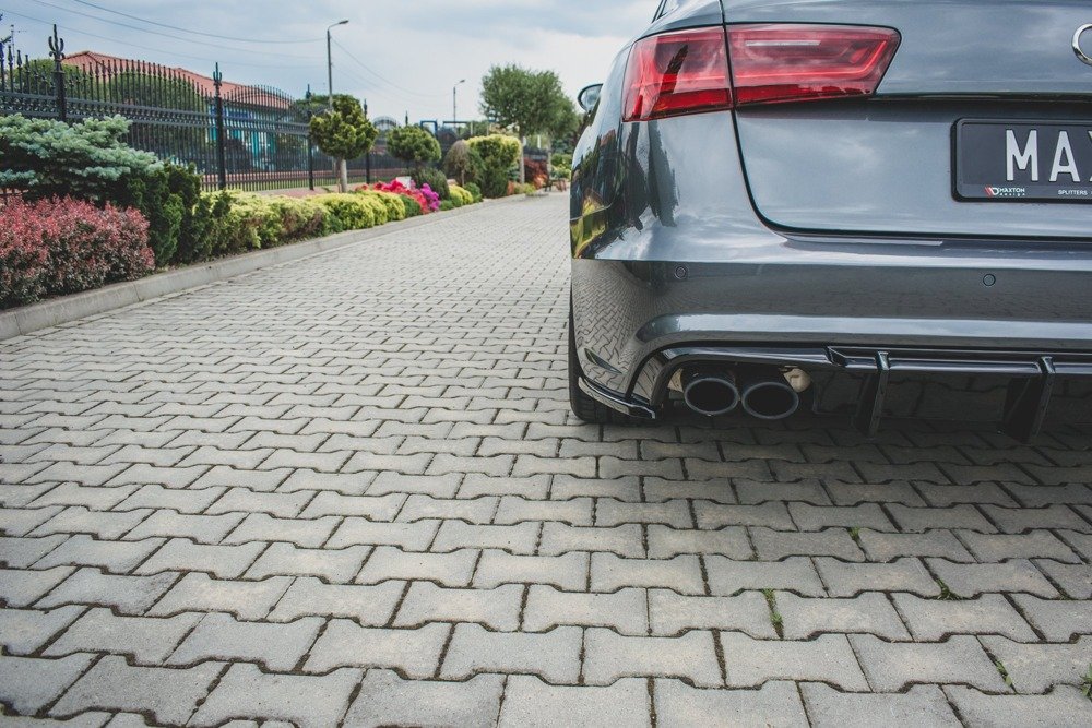 Bakre Sidosplitters Audi A6 C7 Avant S-Line/ S6 C7 Facelift / ABS Blank Svarta - 4