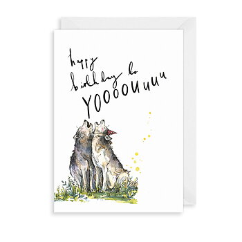 Birthday Wolves Greetings Card