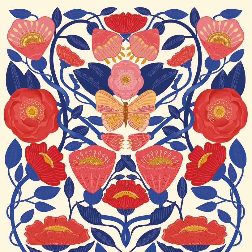 Butterflt Pink Florals, Greeting Card