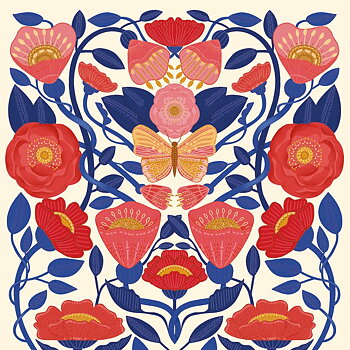 Butterflt Pink Florals, Greeting Card