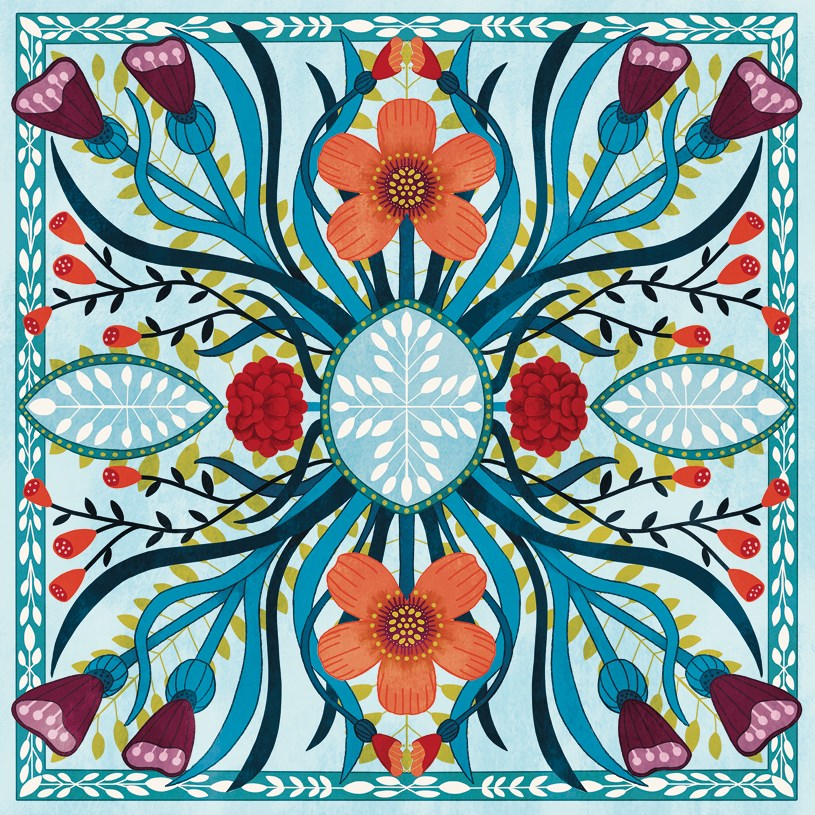 Pale Blue Floral, Greeting Card