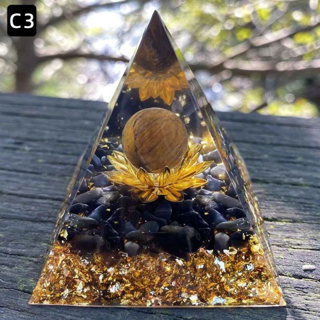 Lotus Orgonit Pyramider med Klot - 3