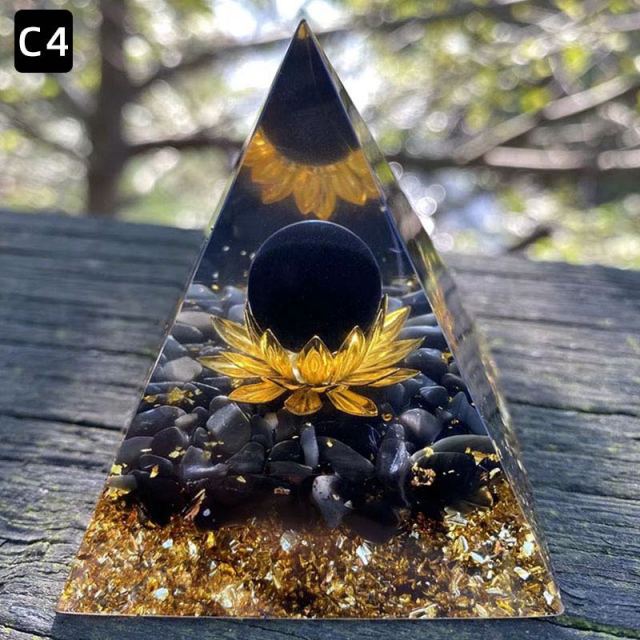 Lotus Orgonit Pyramider med Klot - 4