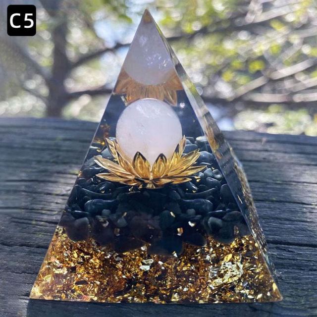 Lotus Orgonit Pyramider med Klot - 5