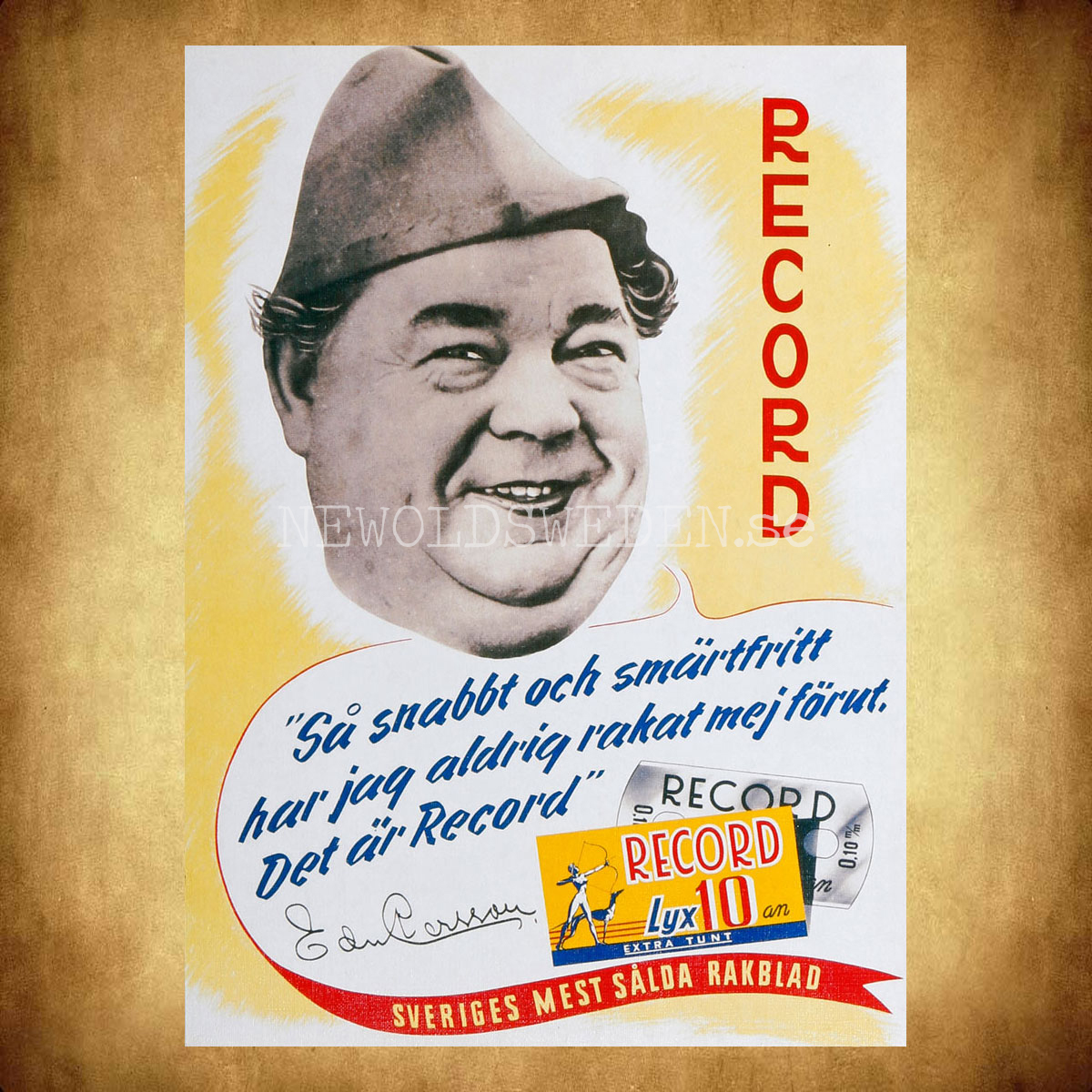 RECORD LYX 10an SVENSKA RAKBLAD - Edvard Persson 17 jan 1888 - 19 sep 1957 - Vykort A5 - 2