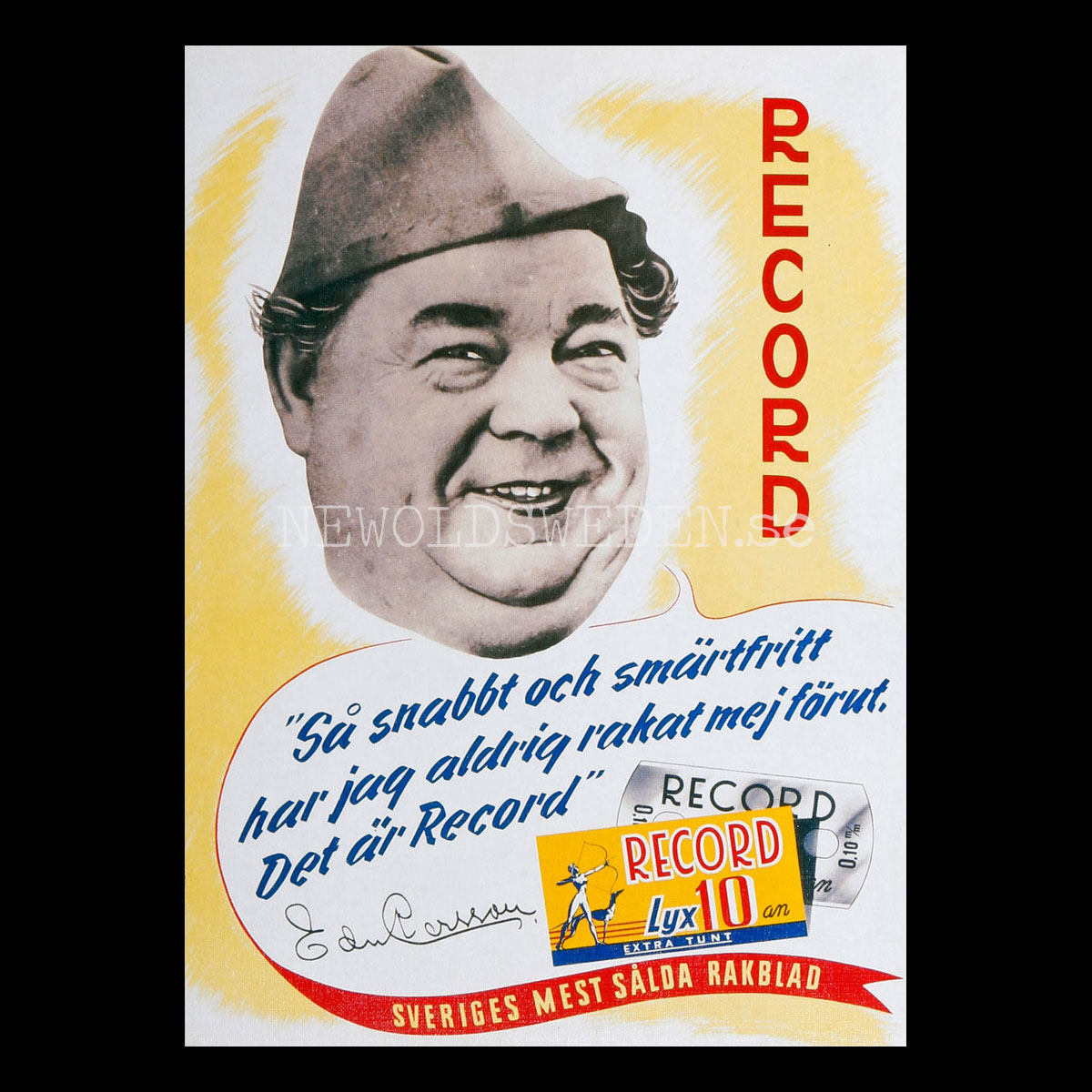 RECORD LYX 10an SVENSKA RAKBLAD - Edvard Persson 17 jan 1888 - 19 sep 1957 - Vykort A5
