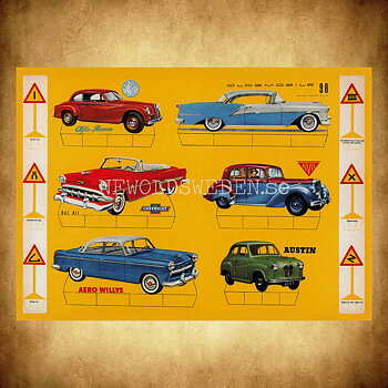 Klippkort AUSTIN AERO WILLYS CHEVROLET ALVIS ALFA ROMEO OLDSMOBILE - Vykort A5