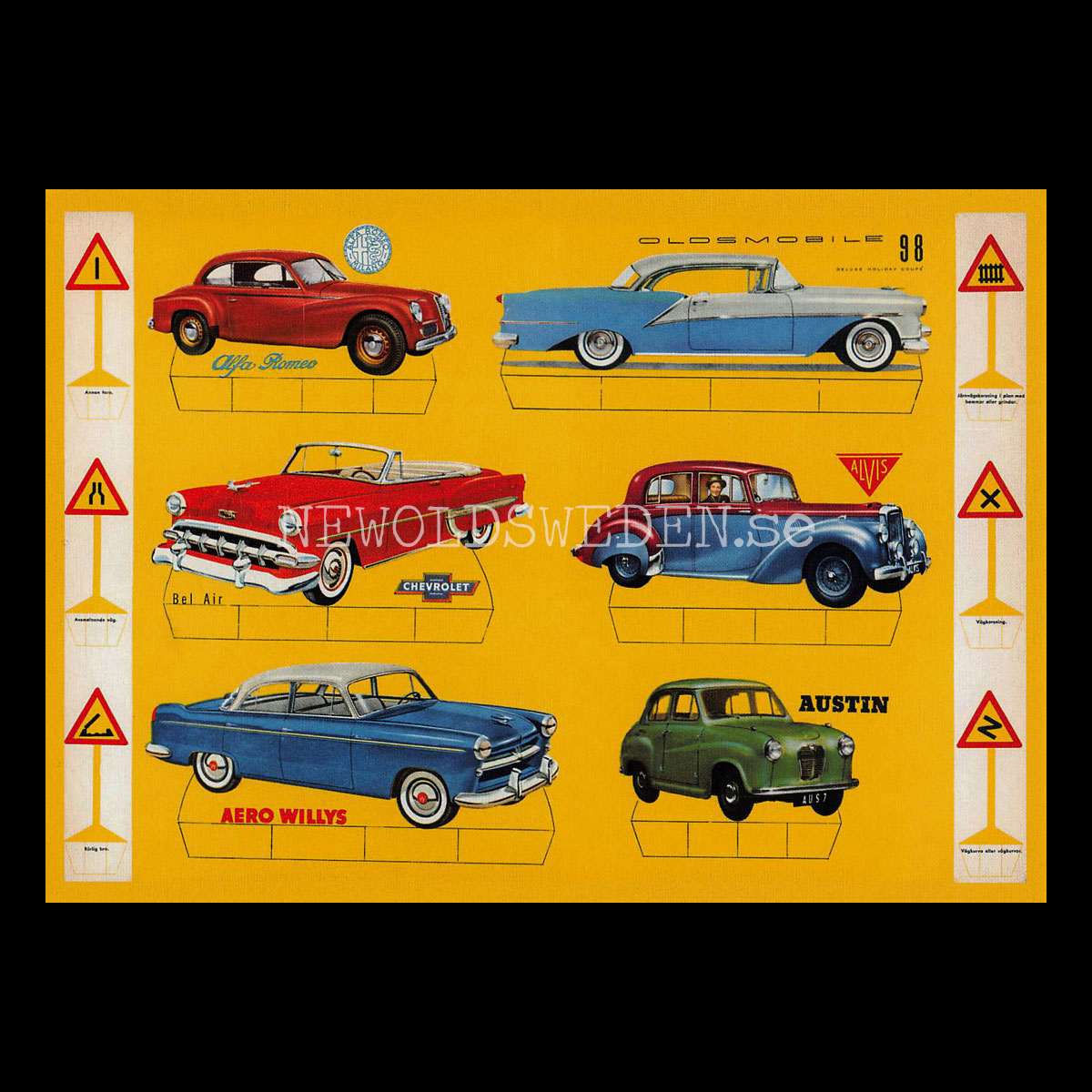 Klippkort AUSTIN AERO WILLYS CHEVROLET ALVIS ALFA ROMEO OLDSMOBILE - Vykort A5