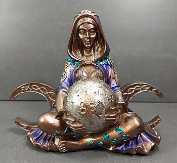 Moder Jord  Figur  med halvmåne -  Brons /Lila /Grön