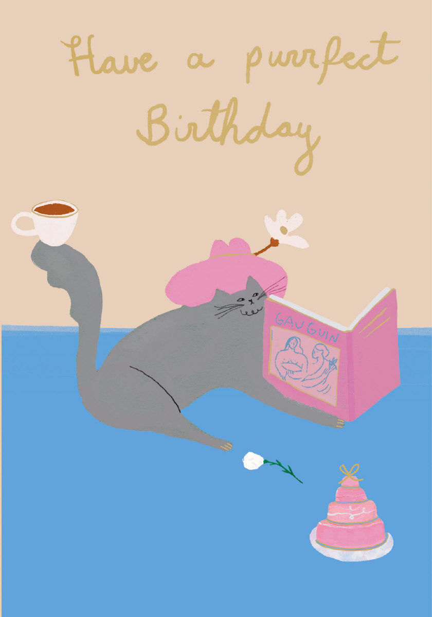 Art Loving Cat Petite Card