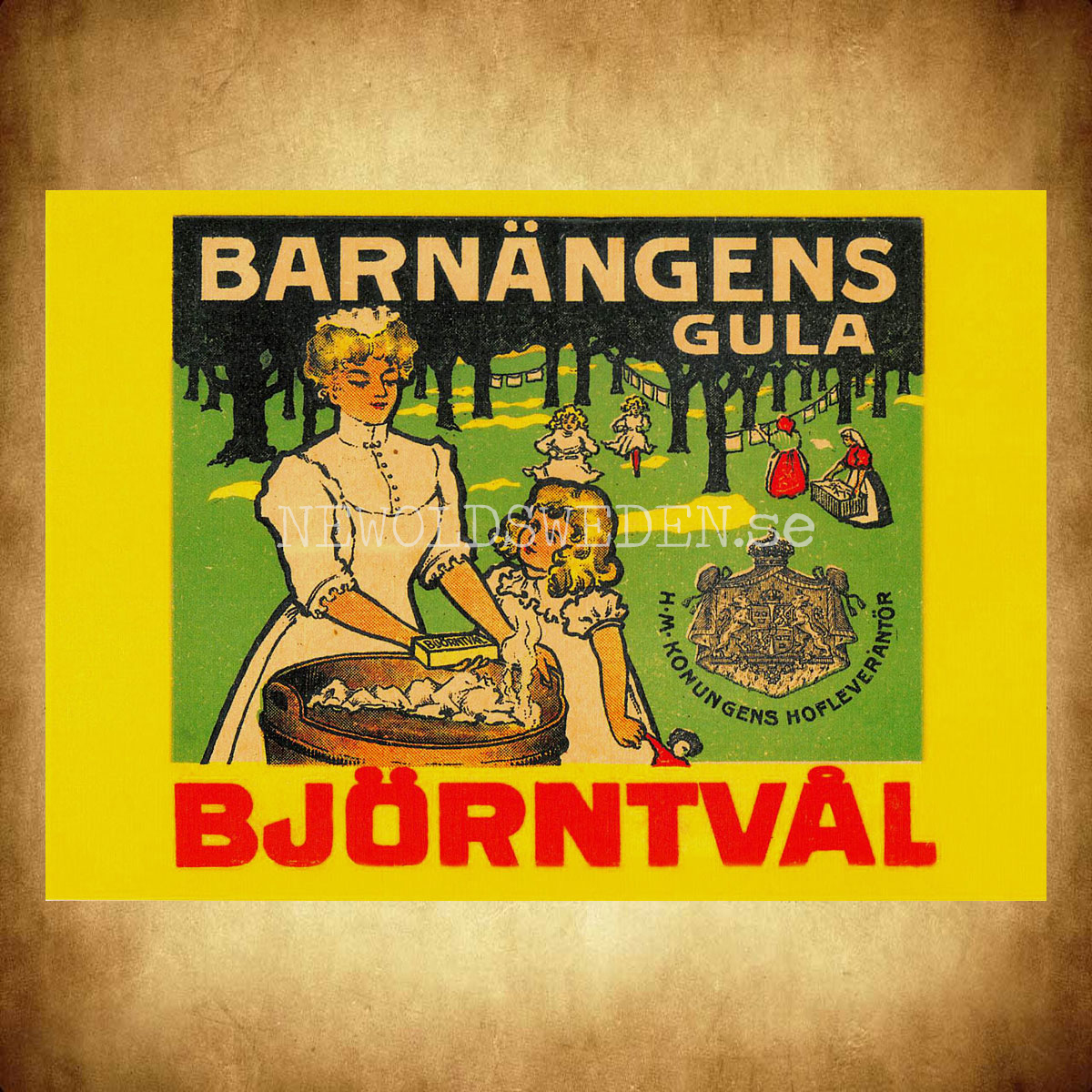 BARNÄNGENS GULA BJÖRNTVÅL STOCKHOLM - Vykort A5 - 2