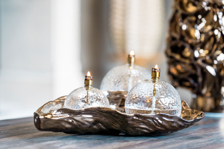 Oil lamp hammered glass - Round - Clear - Ø9 cm - 6