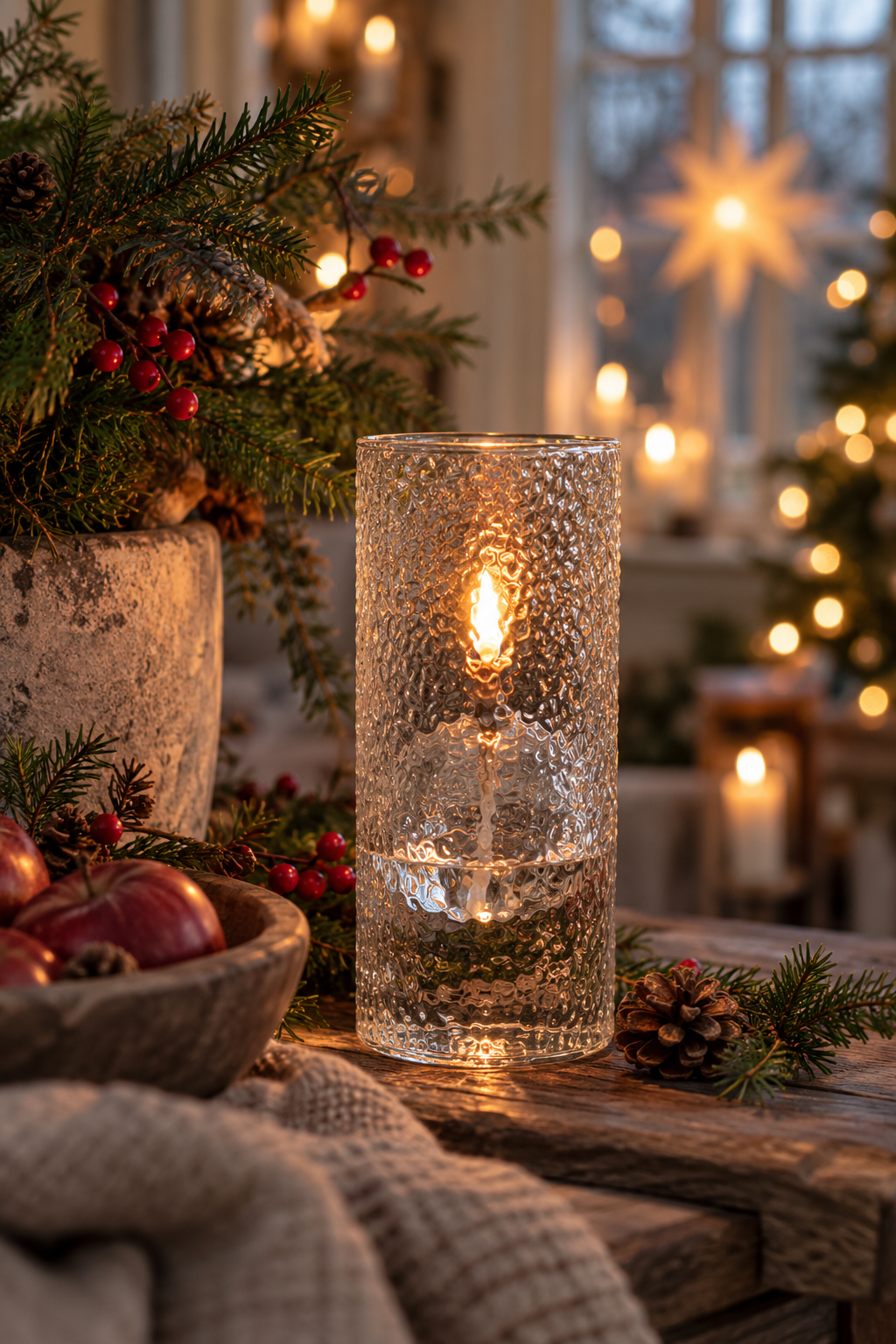 Oil lamp Hammered Glass - 22x10 cm - Cylinder