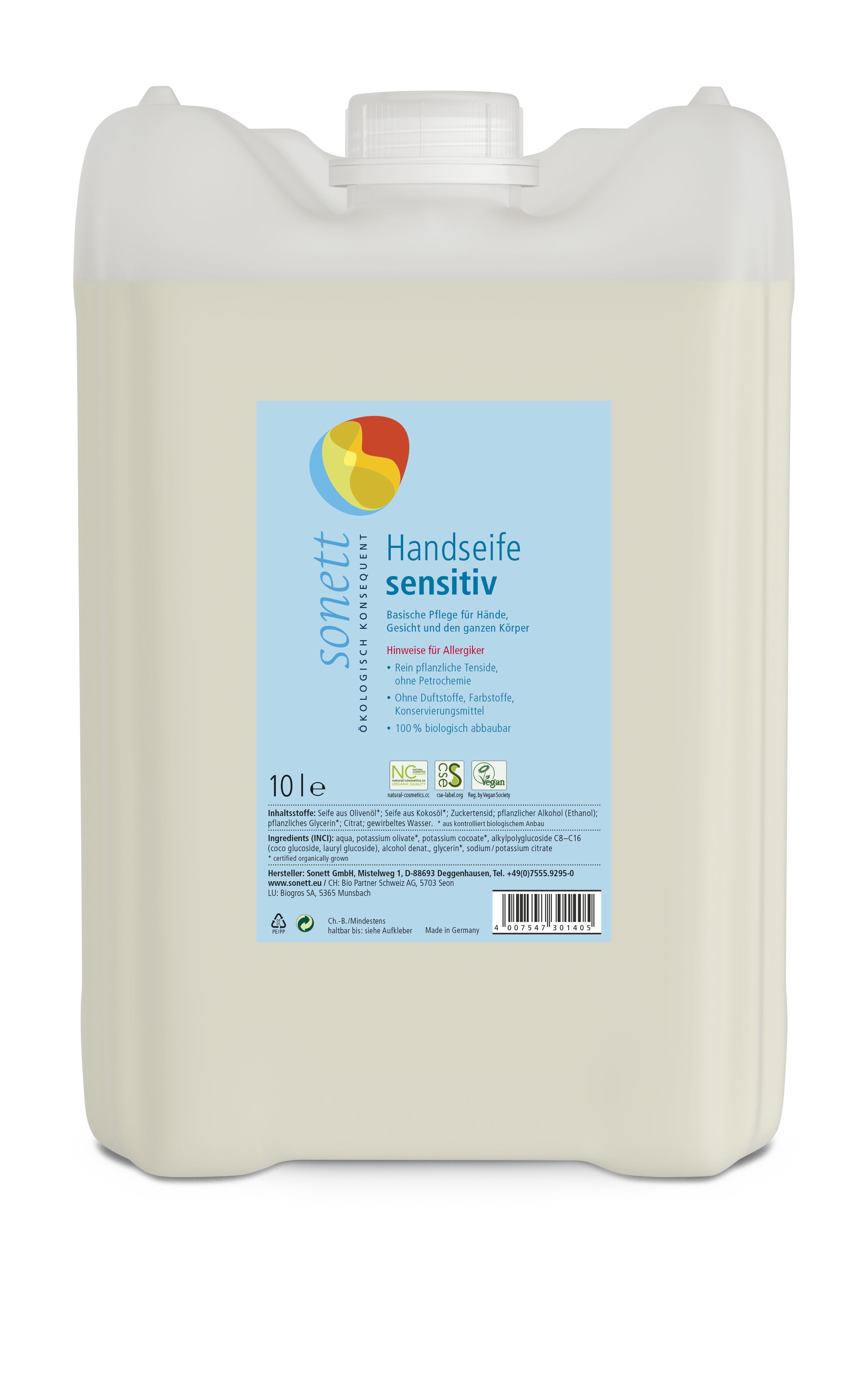 Tvål Sensitive (Parfymfri) 10L x1