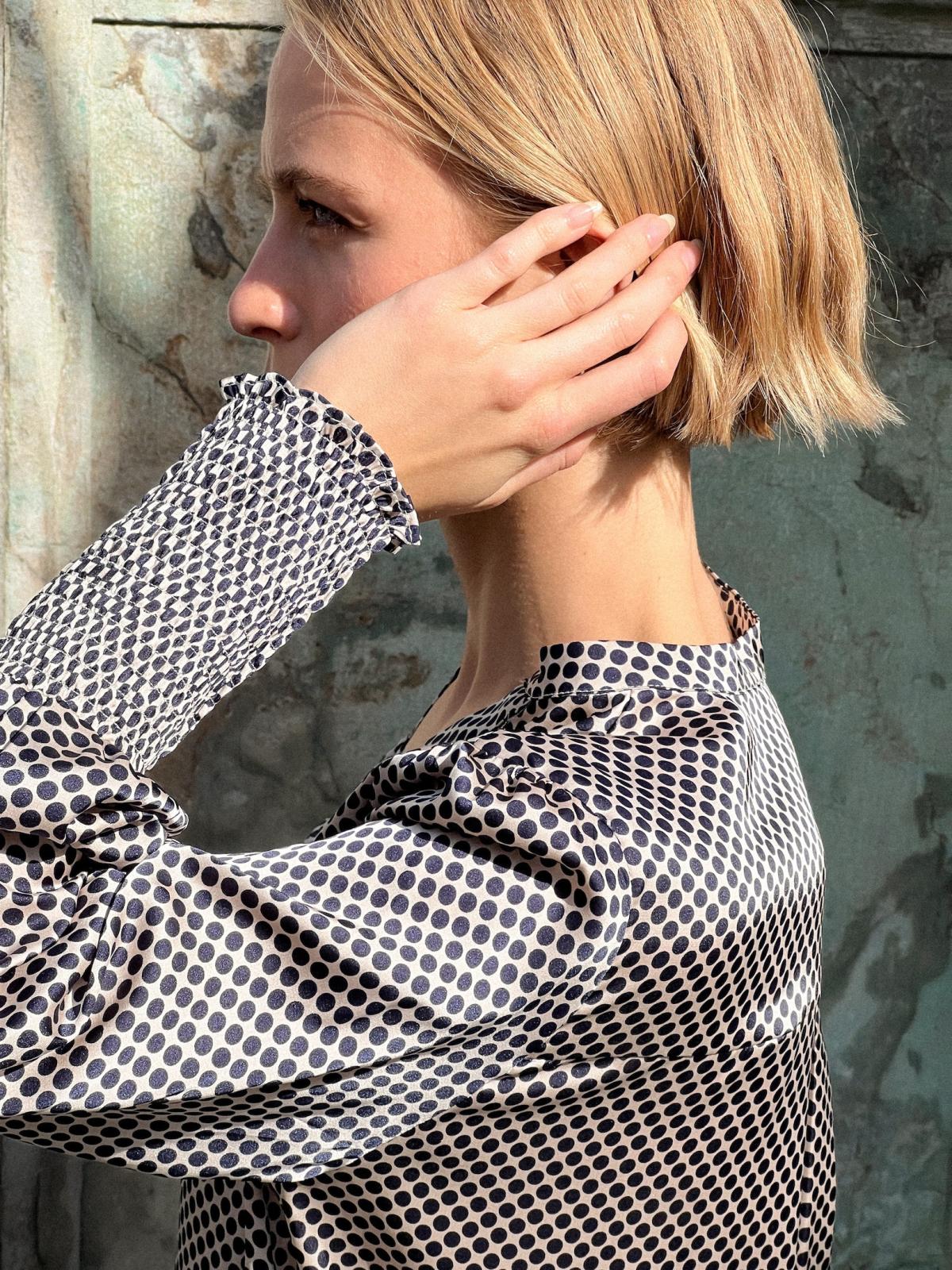 Neo Noir Landa Multi Dot Blouse, Dark Navy - 7