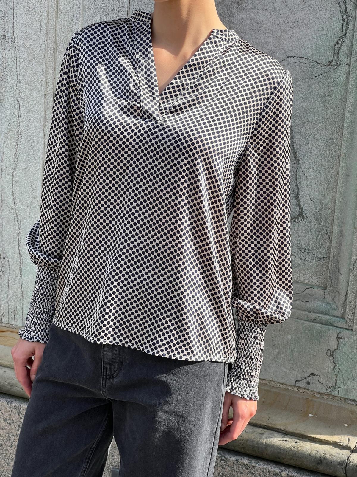 Neo Noir Landa Multi Dot Blouse, Dark Navy - 6