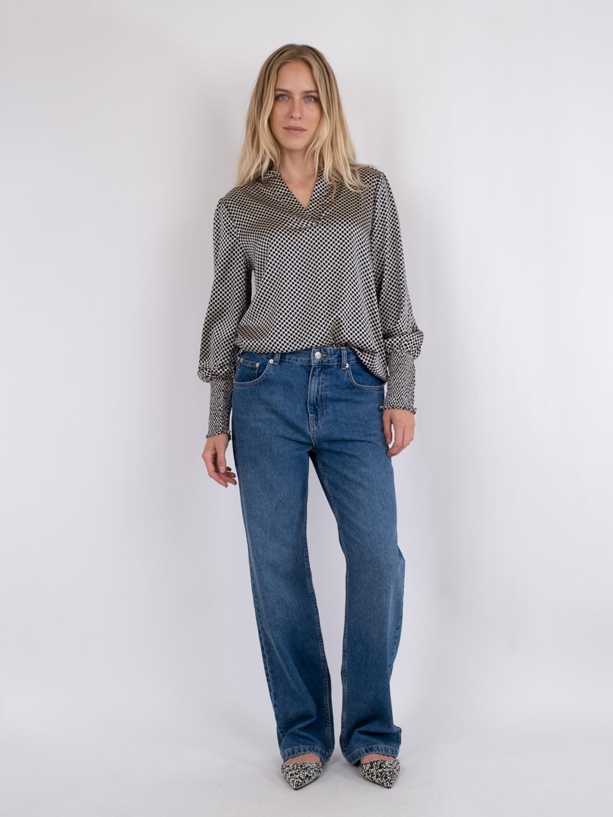 Neo Noir Landa Multi Dot Blouse, Dark Navy - 5