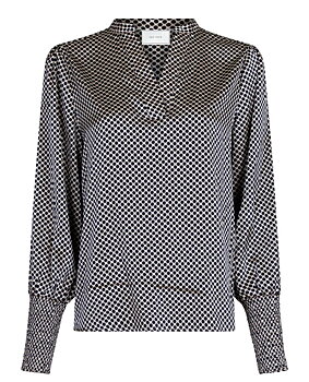 Neo Noir Landa Multi Dot Blouse, Dark Navy