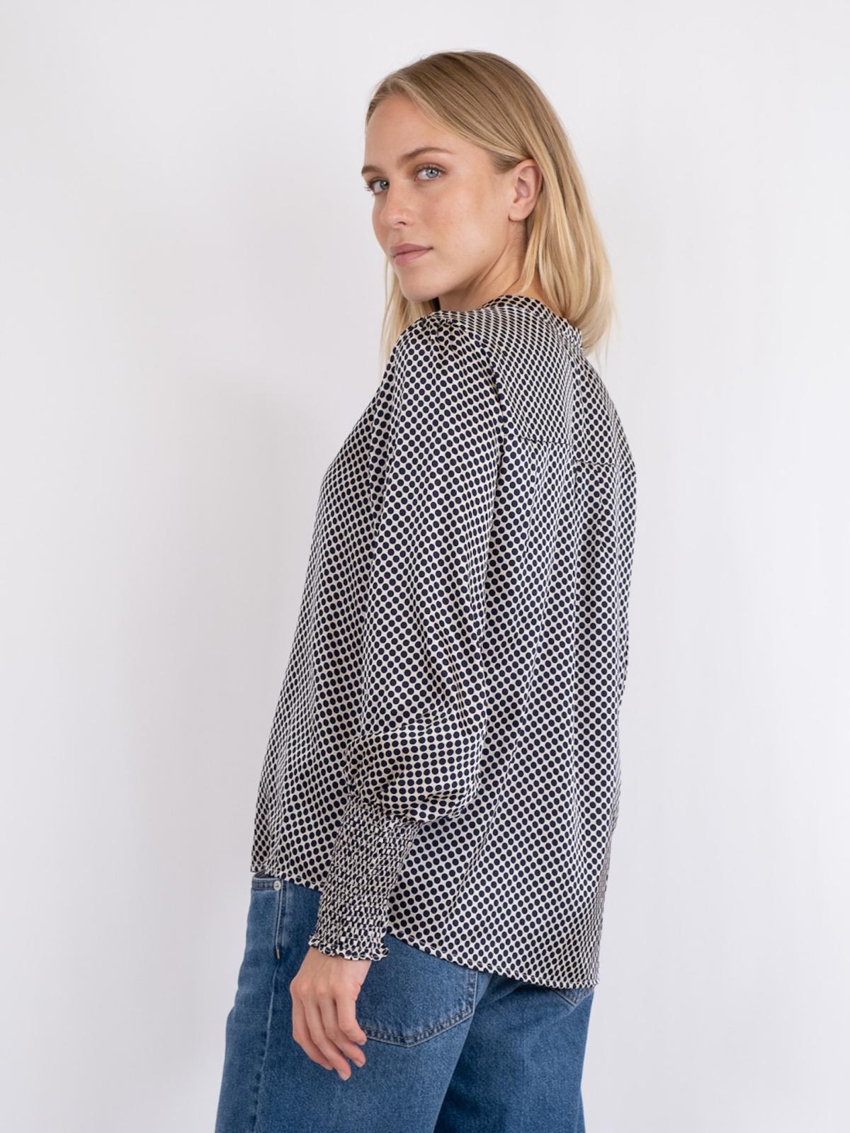 Neo Noir Landa Multi Dot Blouse, Dark Navy - 4