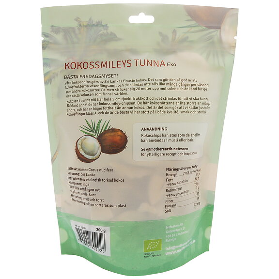 Kokossmileys torkade tunna 200g Mother Earth