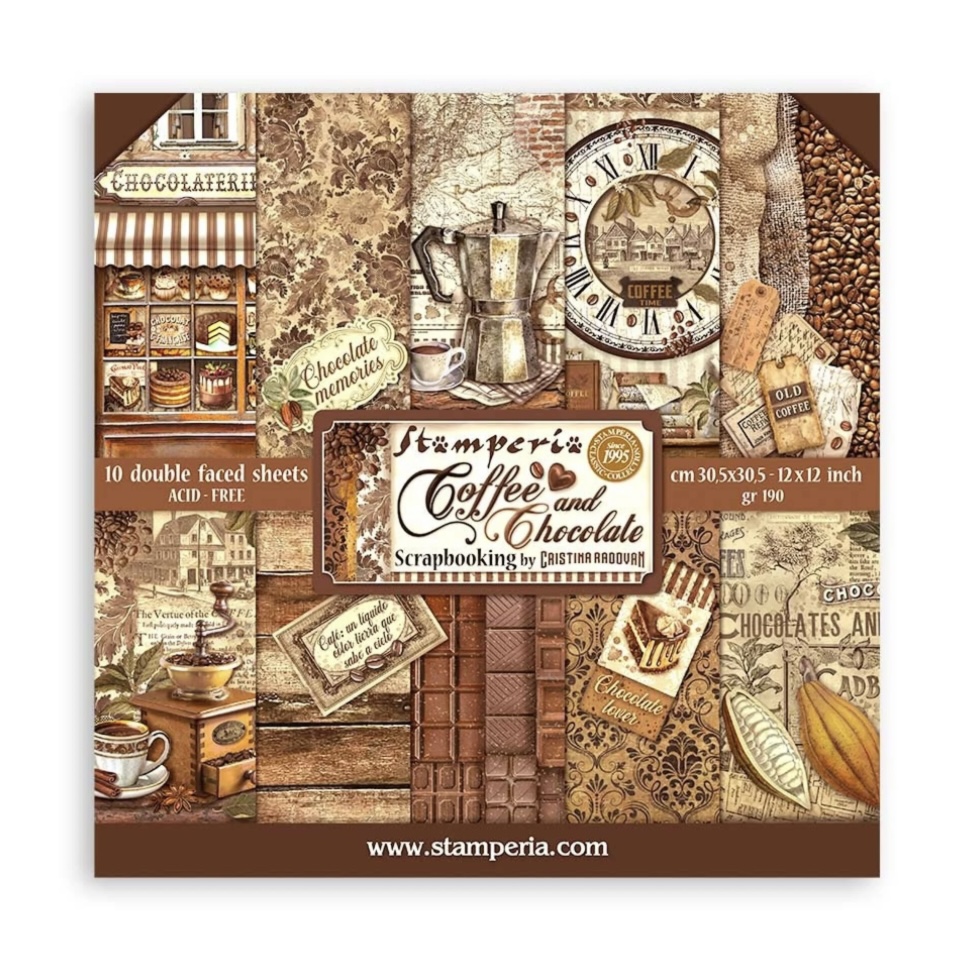Stamperia Paper Pad 12X12 - Coffee and Chocolate
