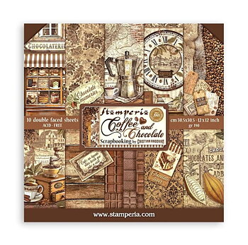 Stamperia Paper Pad 12X12 - Coffee and Chocolate