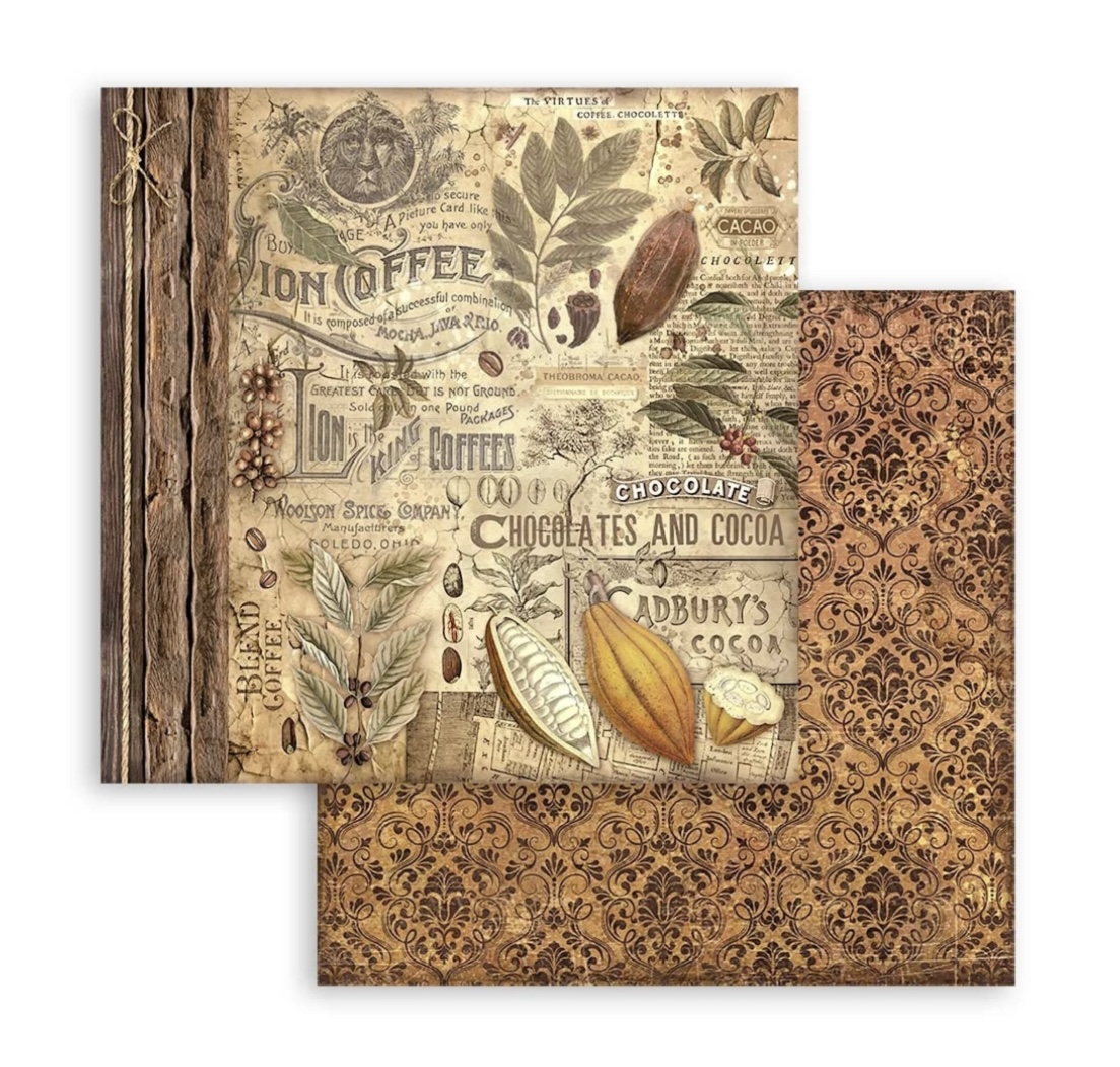 Stamperia Paper Pad 12X12 - Coffee and Chocolate - 8