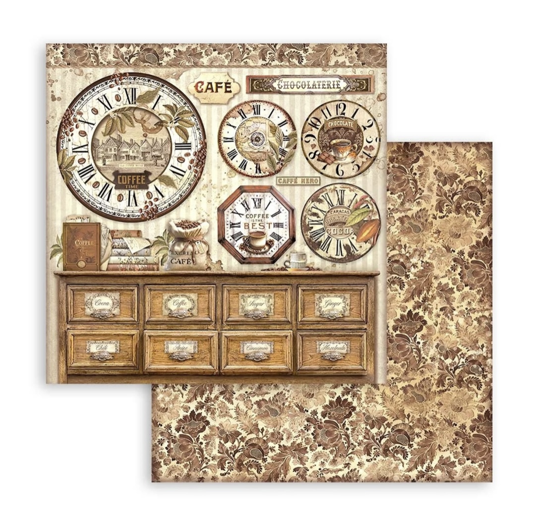 Stamperia Paper Pad 12X12 - Coffee and Chocolate - 4