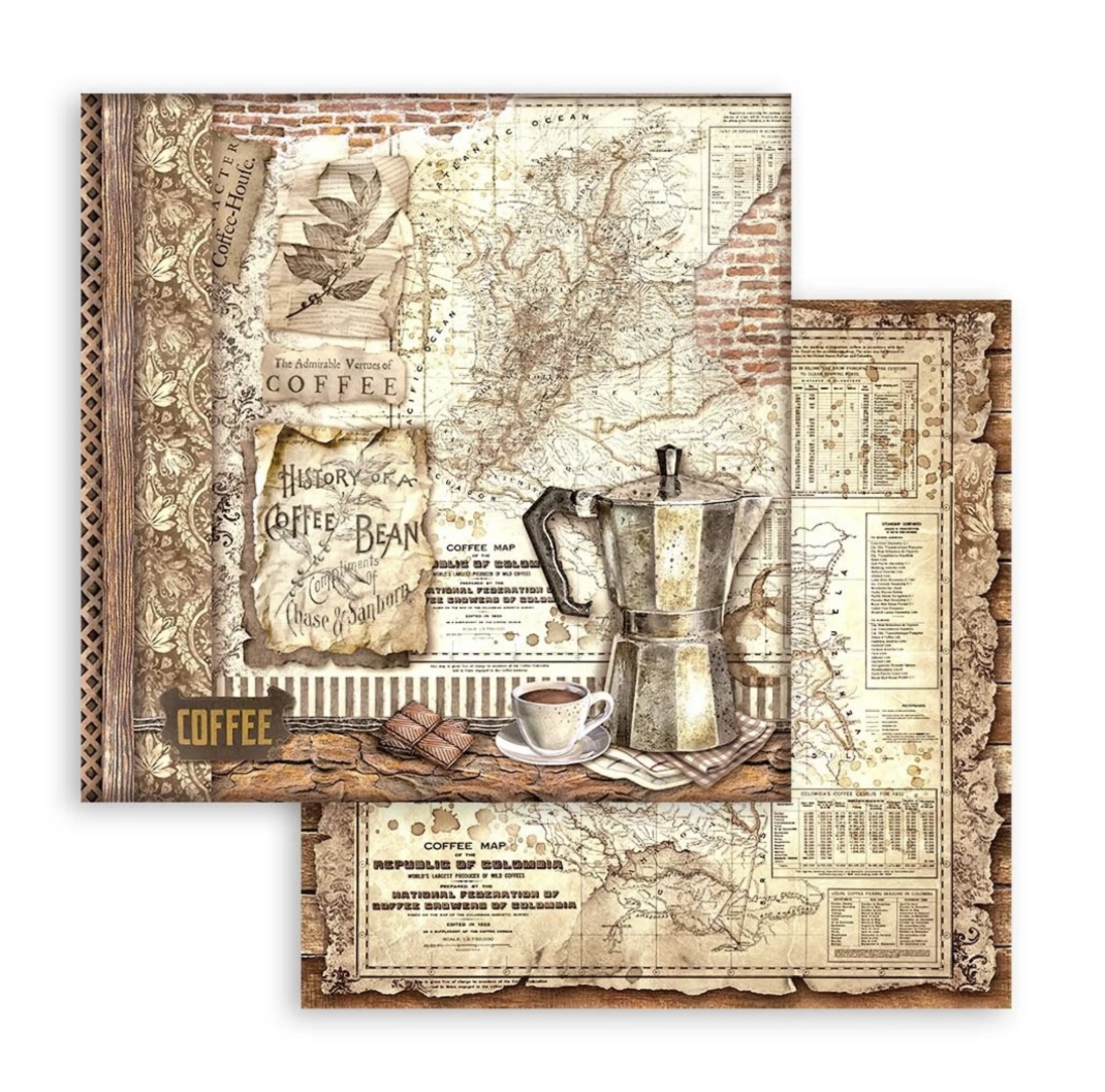 Stamperia Paper Pad 12X12 - Coffee and Chocolate - 3