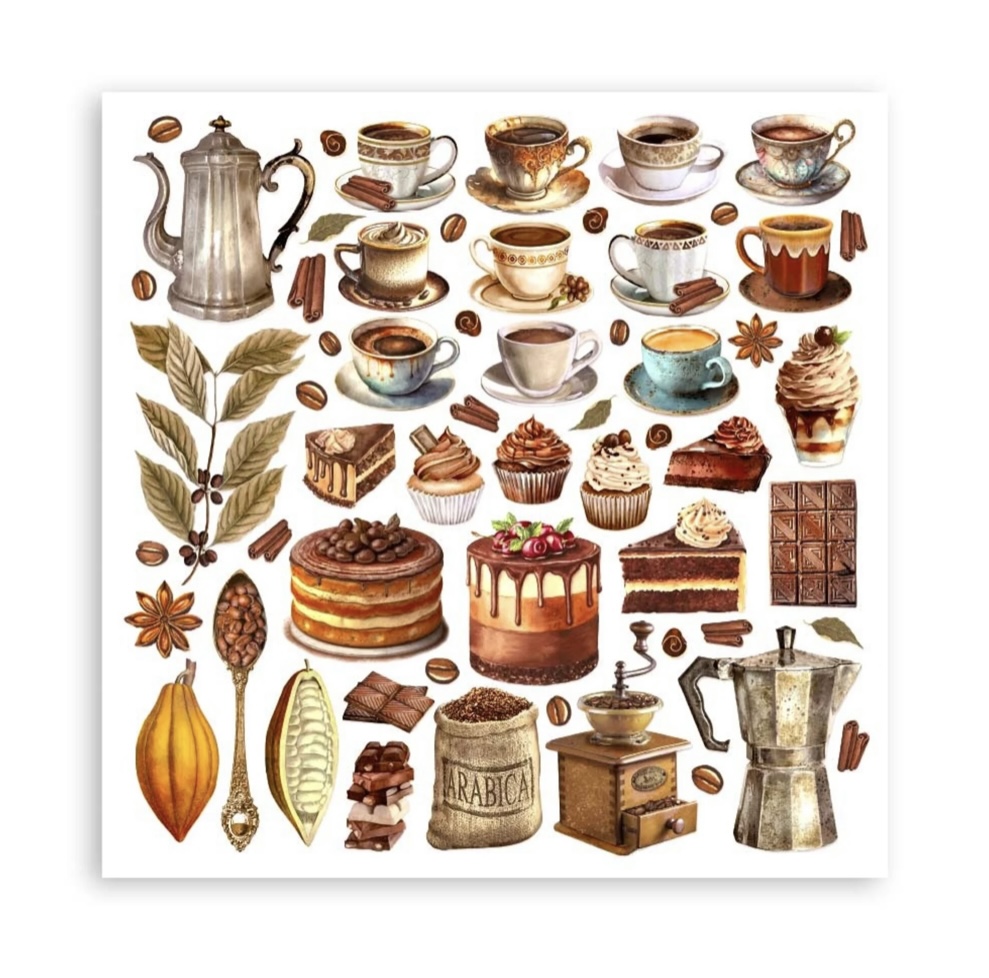 Stamperia Paper Pad 12X12 - Coffee and Chocolate - 9