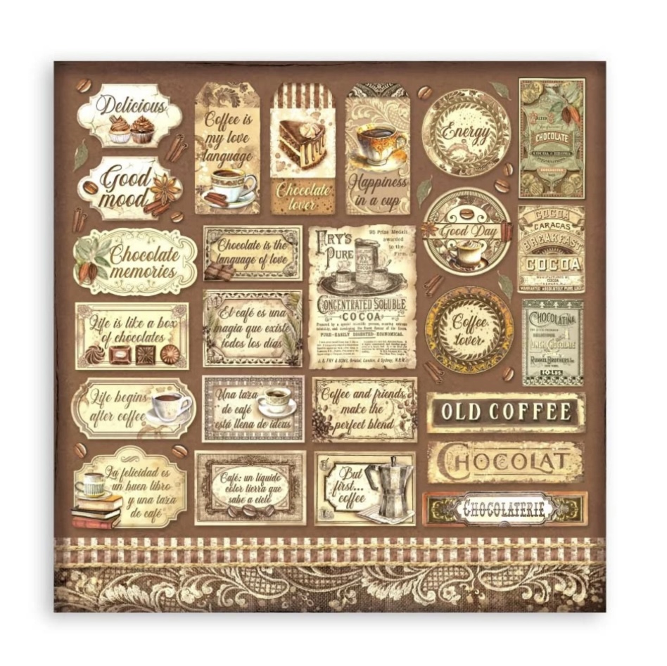 Stamperia Paper Pad 12X12 - Coffee and Chocolate - 2
