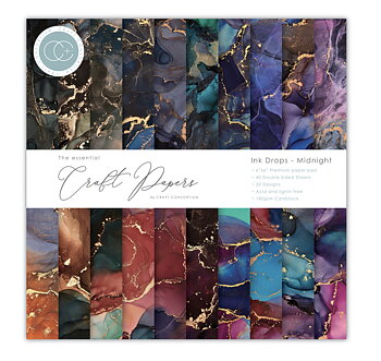 Craft Consortium Essential Craft Papers - 6x6 inch Paper pad Ink drops Midnight