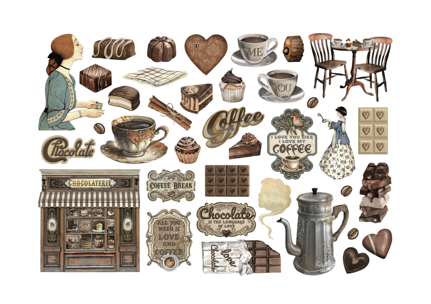 Stamperia Coffee and Chocolate Adhesive Cut-outs Ephemera  - 2