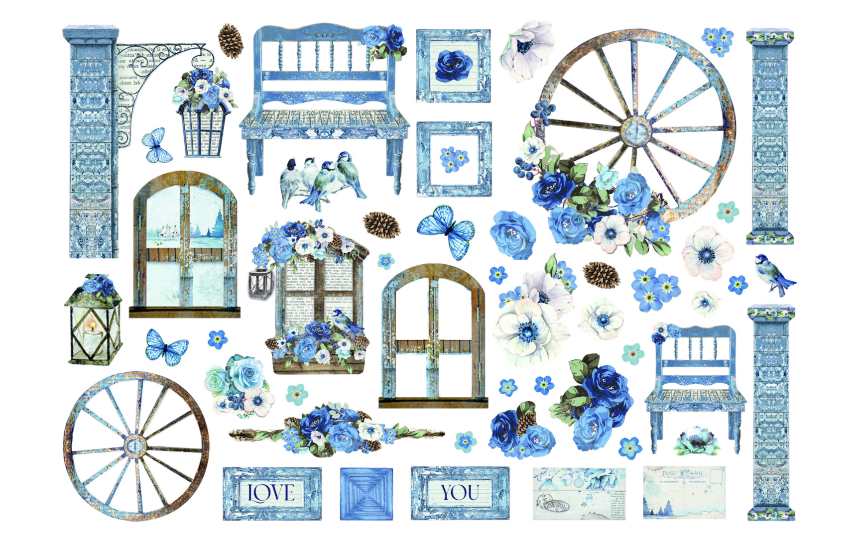 Stamperia Blue Land Adhesive Cut-outs Ephemera  - 2