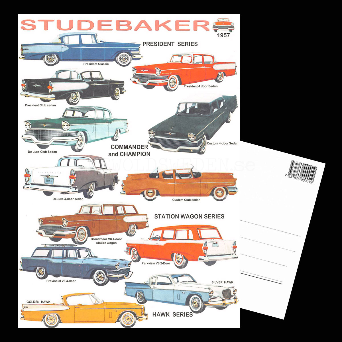 STUDEBAKER 1957 - Vykort A5 - 3